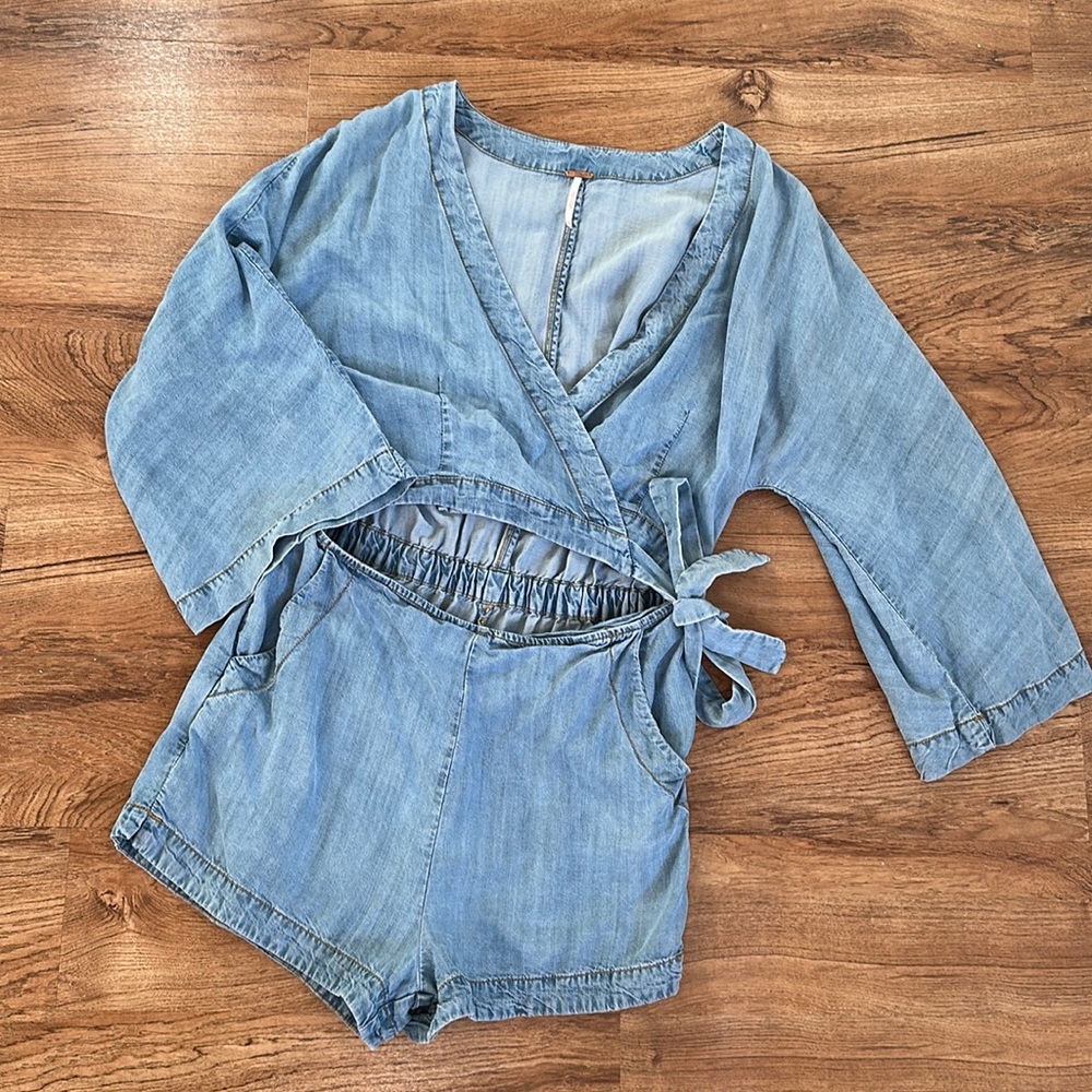 Free People Jean Romper Onesie One Piece